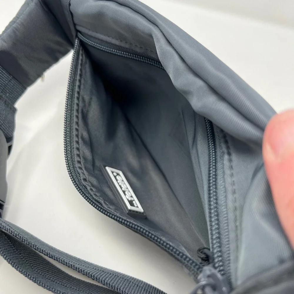The Foldie WAIST FANNY PACK Crossbody Belt Bag GRAY Nylon Travel RFID
